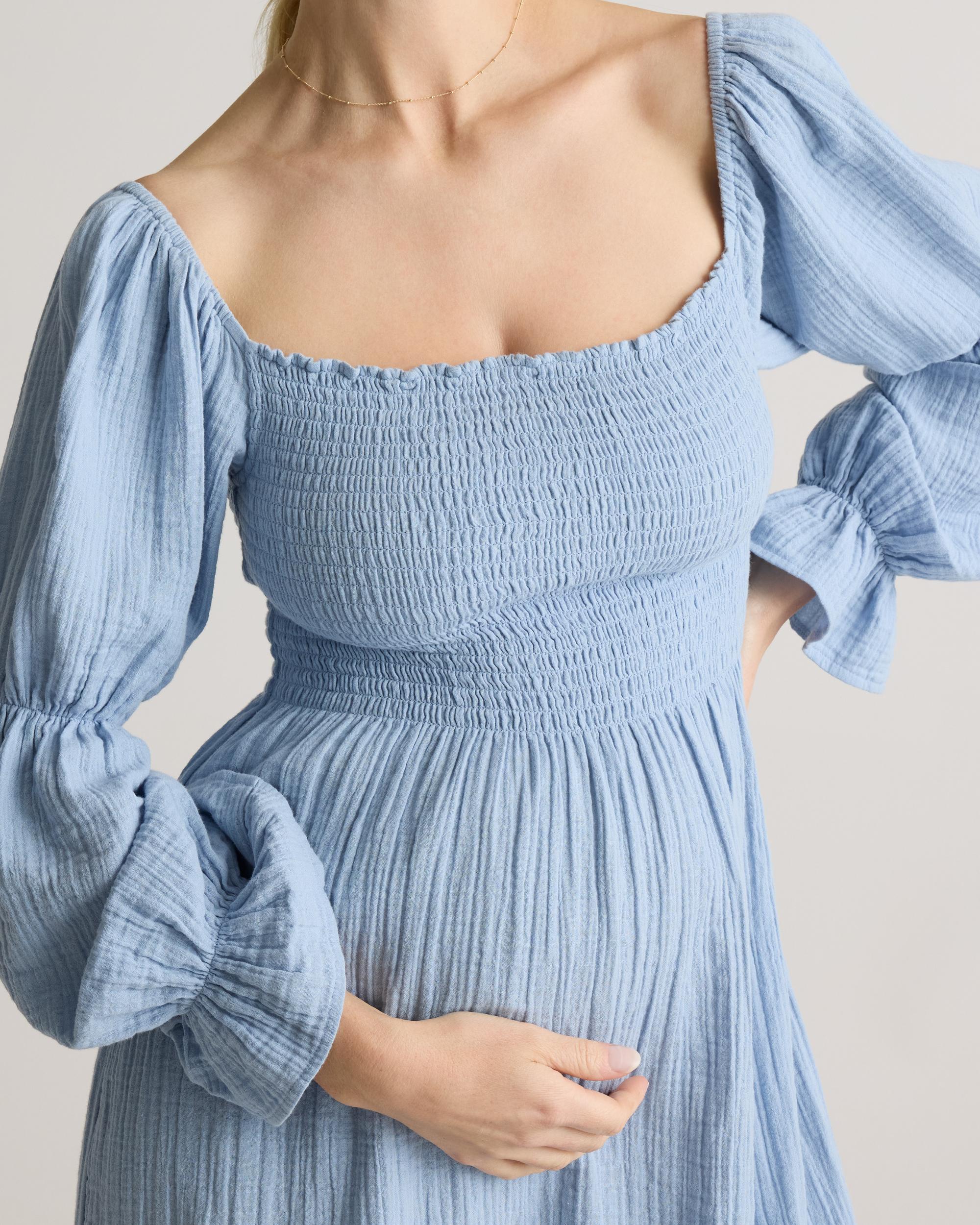 Quince | Women's Gauze Maternity Smocked Midi Dress Size XL, Organic Cotton Product Image