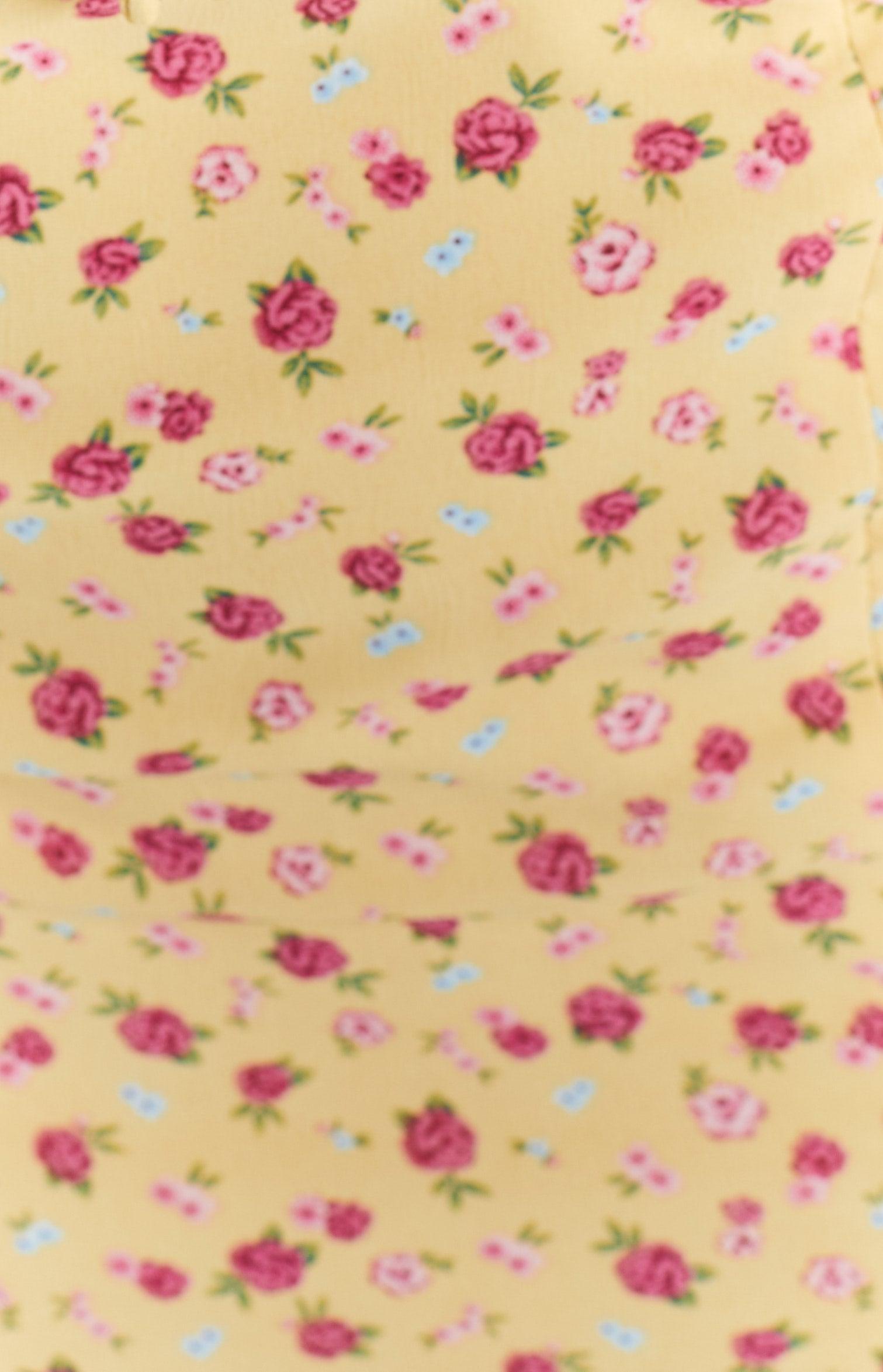 Paloma Yellow Floral Midi Dress Product Image