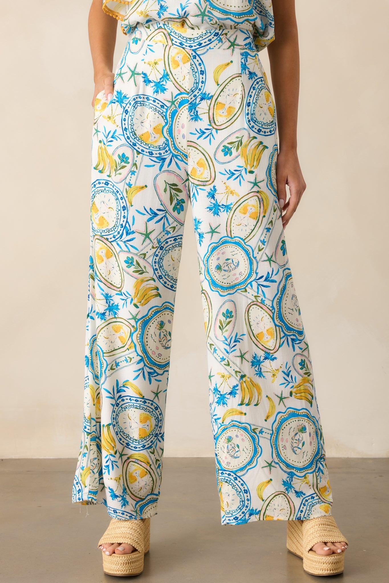 Switch It Up Ivory Tropical Print Pants Product Image