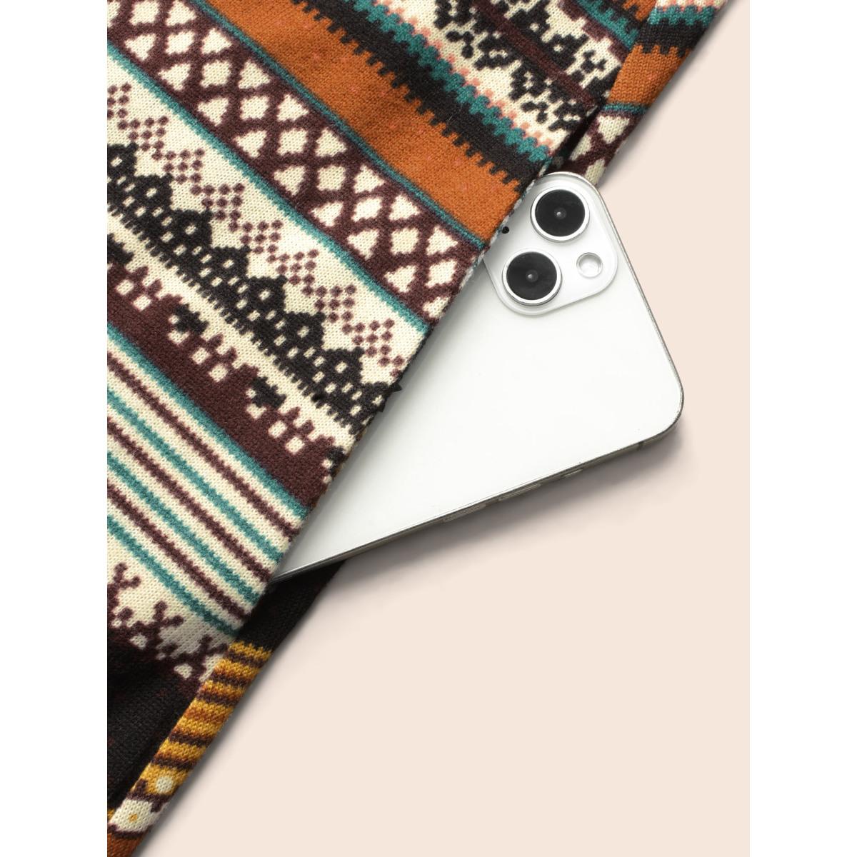 Plus Size Crew Neck Striped Backless Pocket Dress Multicolor Women Casual Non Round Neck Long Sleeve Curvy BloomChic 18-20/2X Product Image