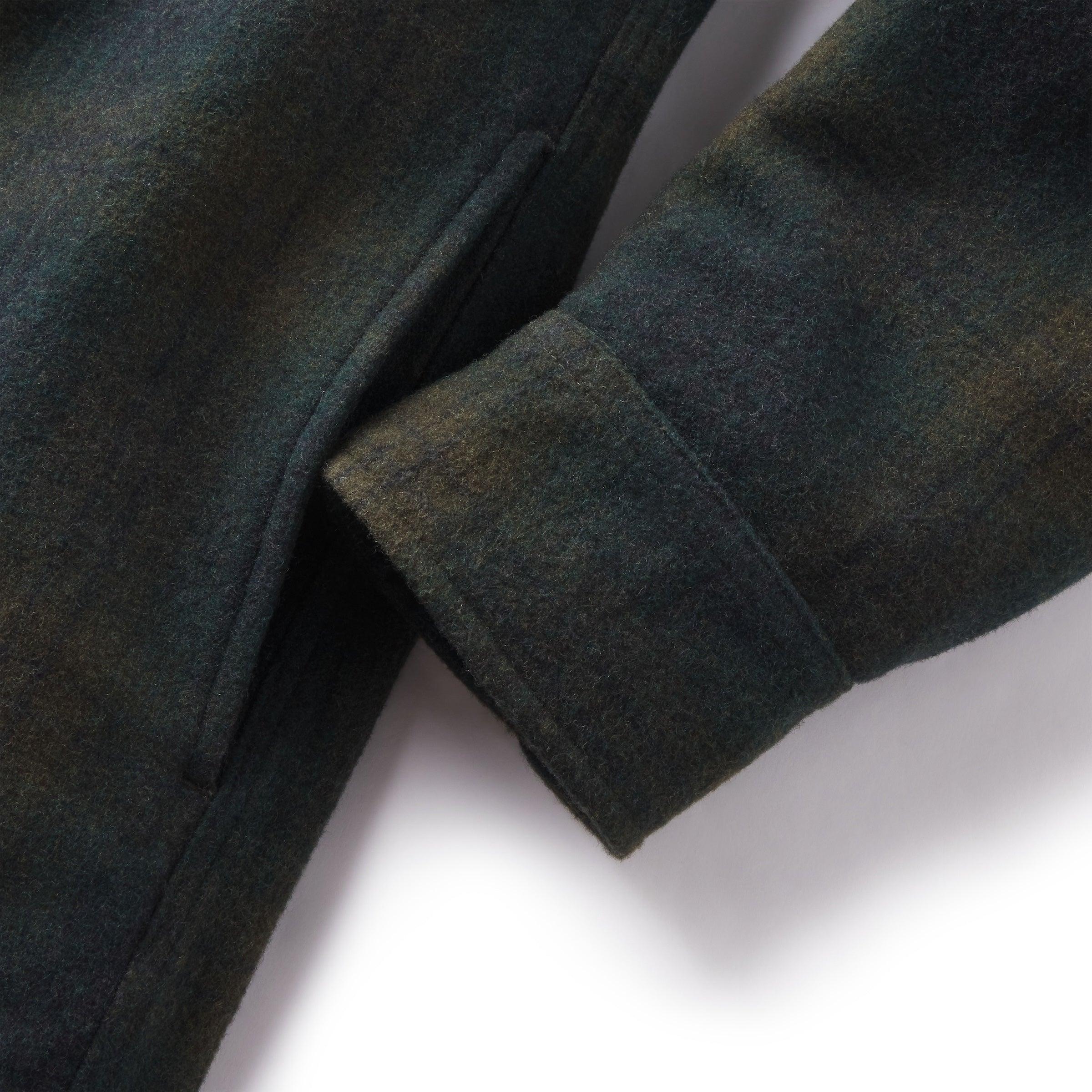 Retro Wool Padded Shirt Jacket - Olive Plaid Product Image