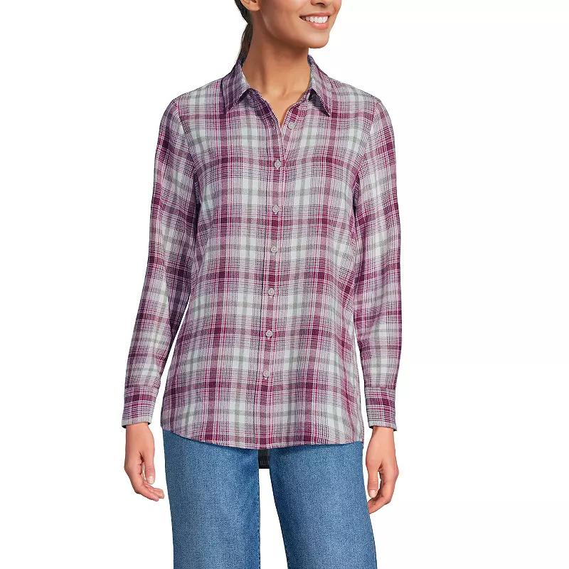 Women's Lands' End Flannel Boyfriend Shirt,  Product Image
