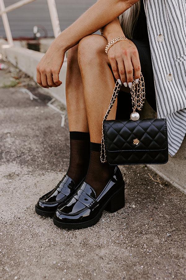 The Amara Patent Heel Loafer In Black Product Image