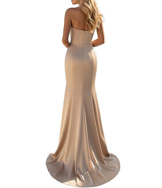 Terani Couture Strapless Satin Column Gown Product Image