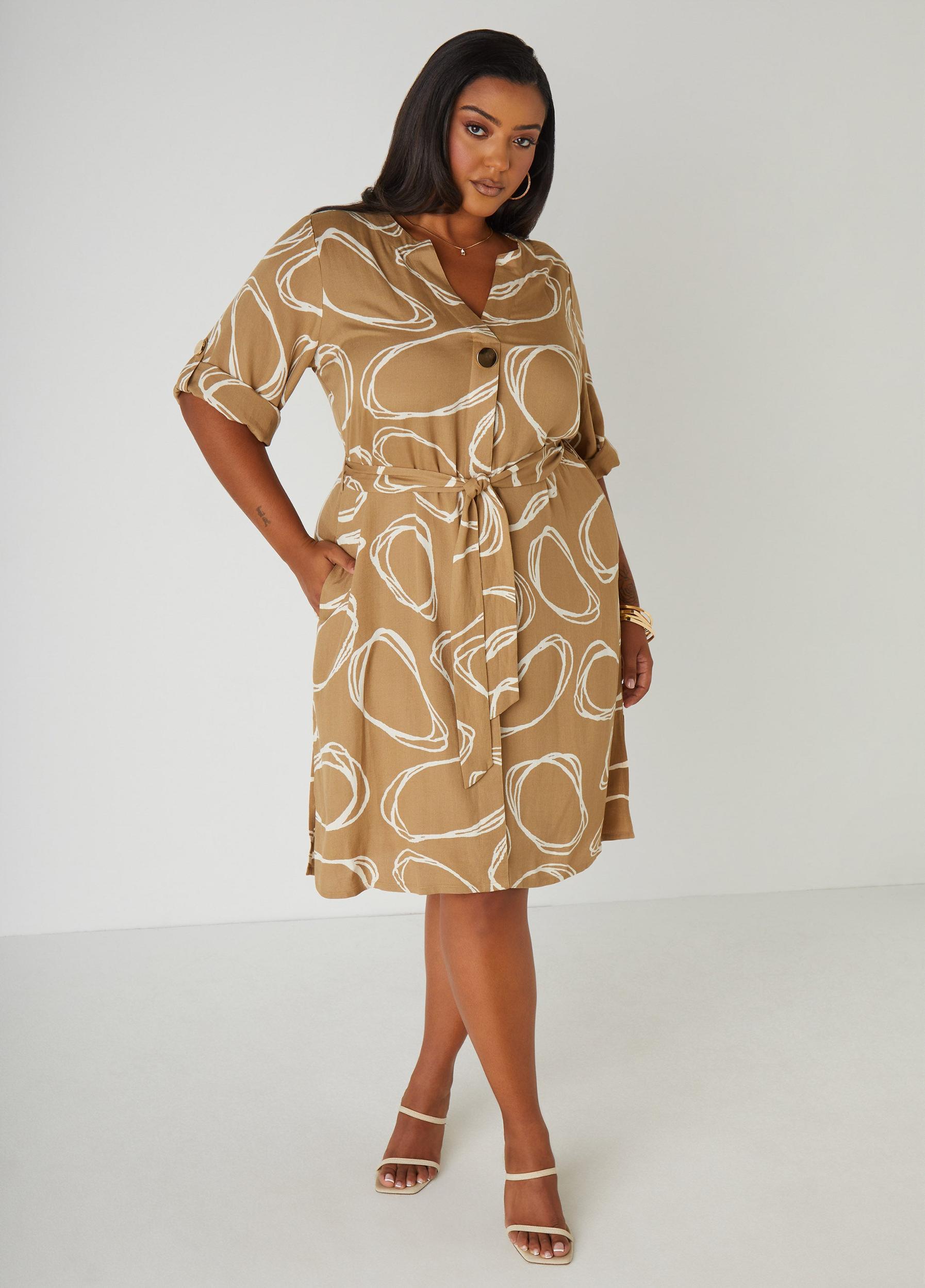 Embellished Circle Print Shirtdress Product Image