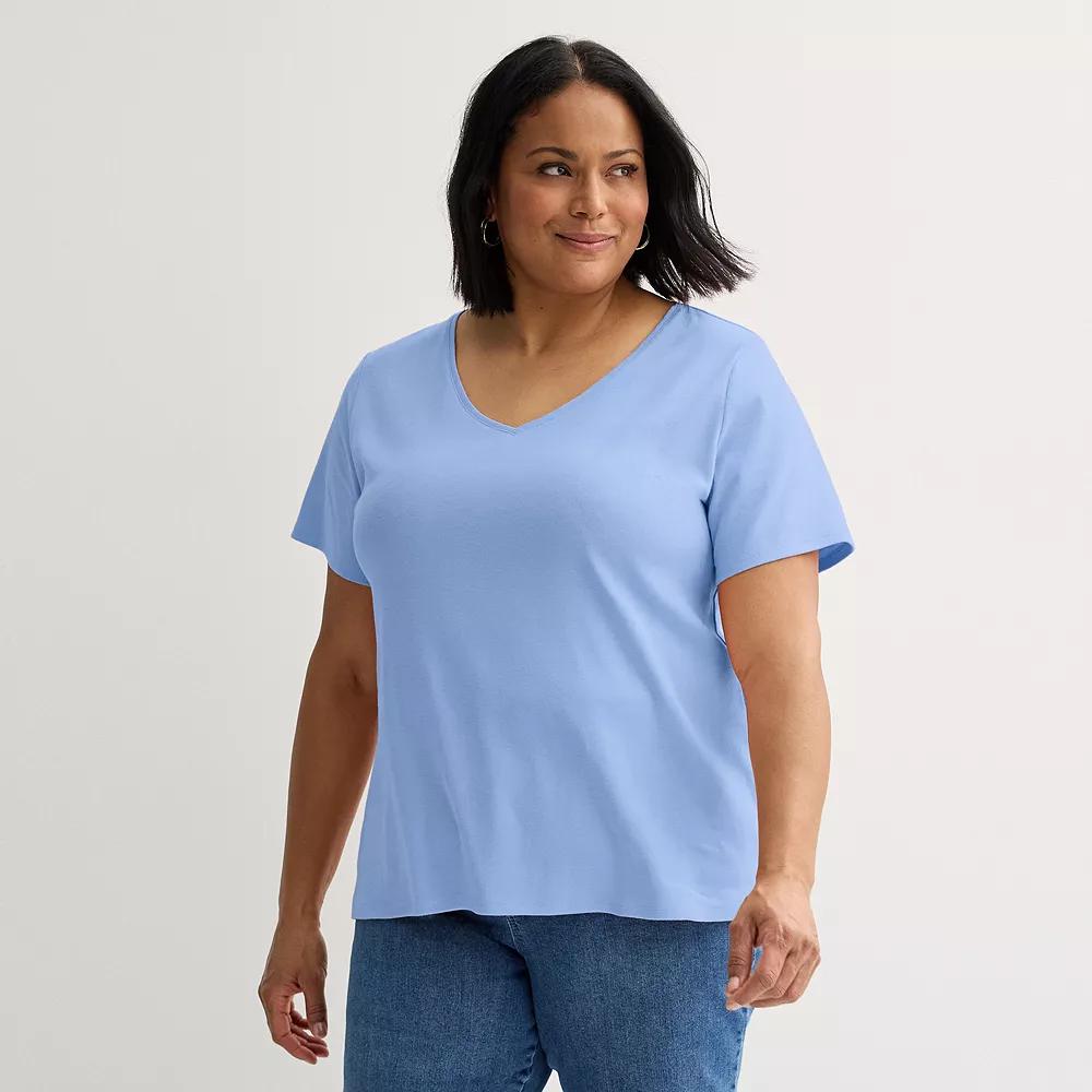 Plus Size Croft & Barrow® Essential V-Neck Top, Women's, Size: 5XL, Palmer Peri Product Image