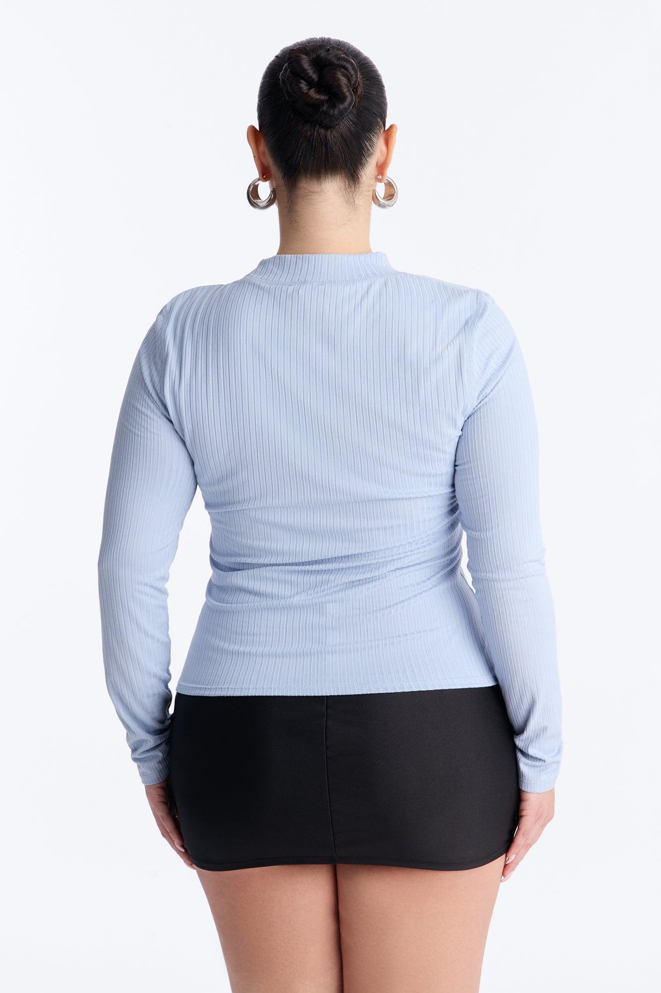 Rita Ribbed Long Sleeve Tee - Dusty Blue Female Product Image