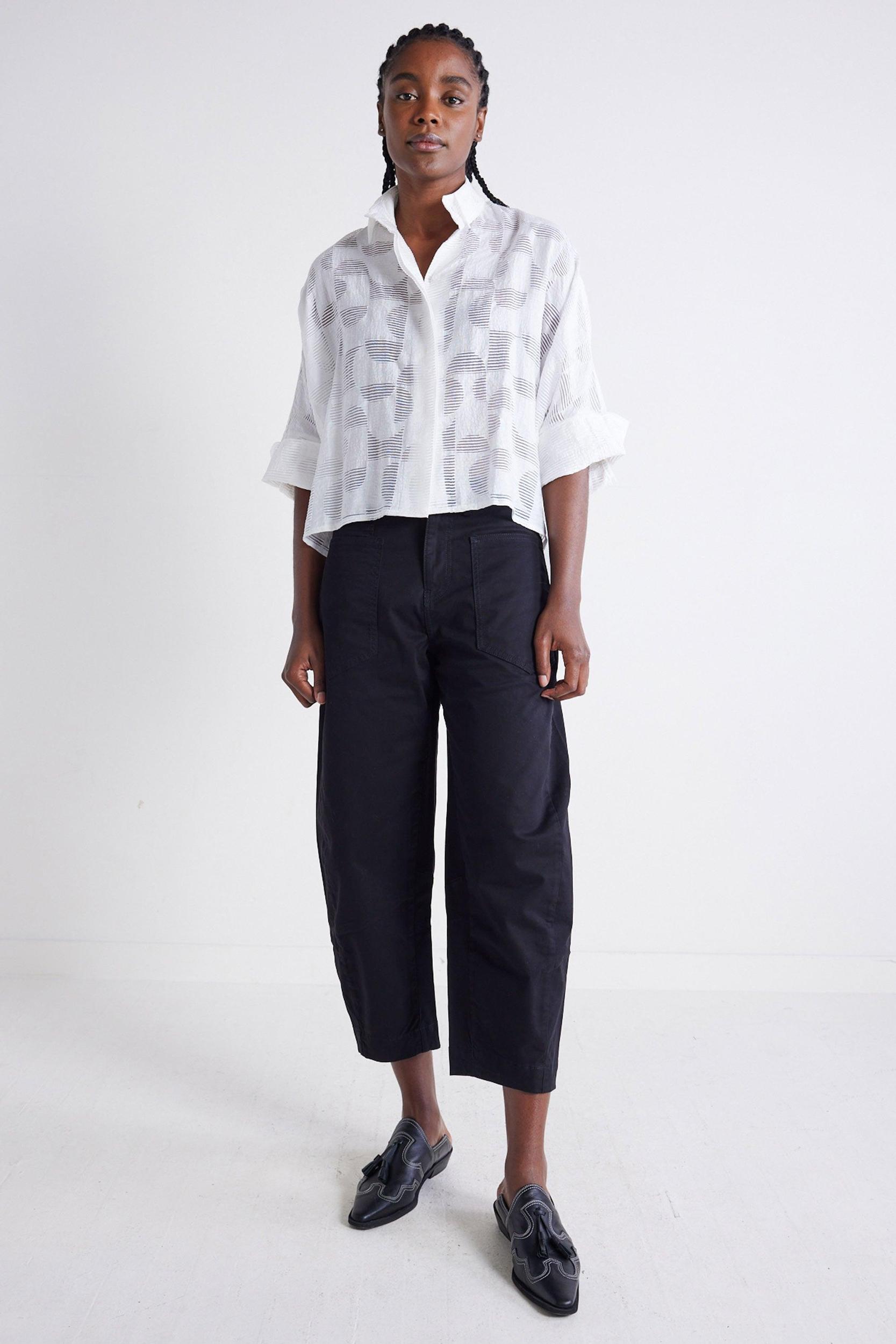 Oversized Geo Sheer Cropped Blouse Product Image