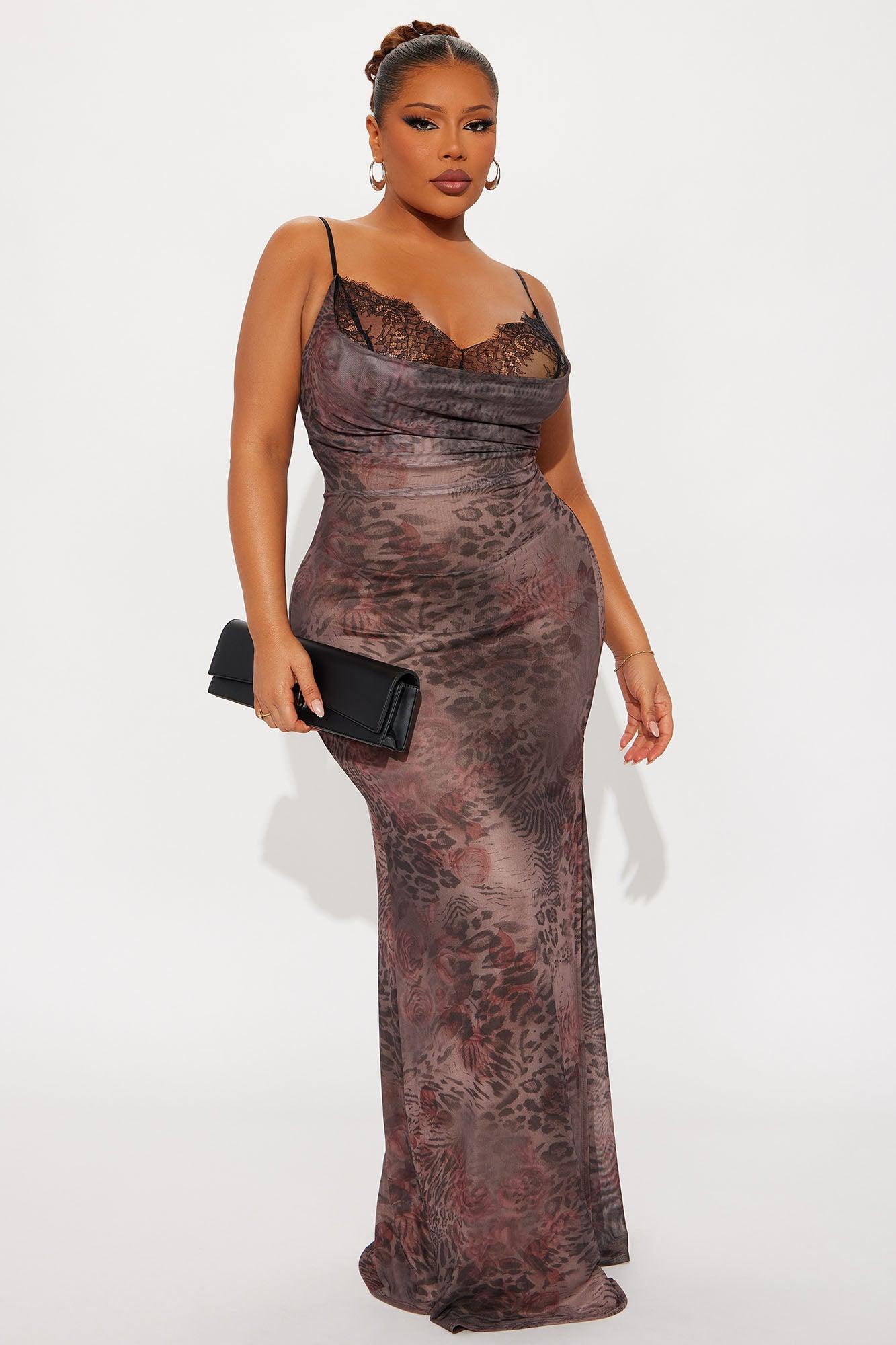 Layne Mesh Maxi Dress - Leopard Female Product Image