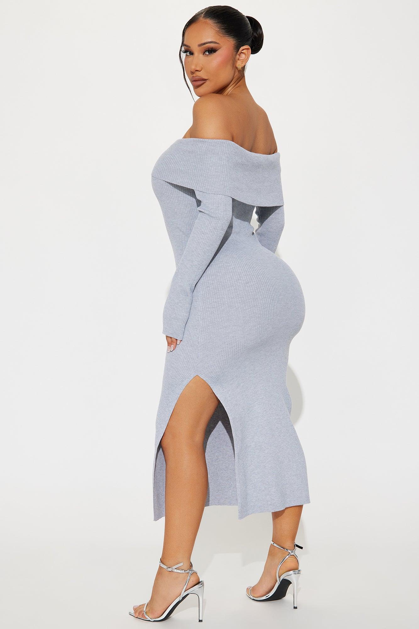 Sweater Weather Maxi Dress - Heather Grey Product Image