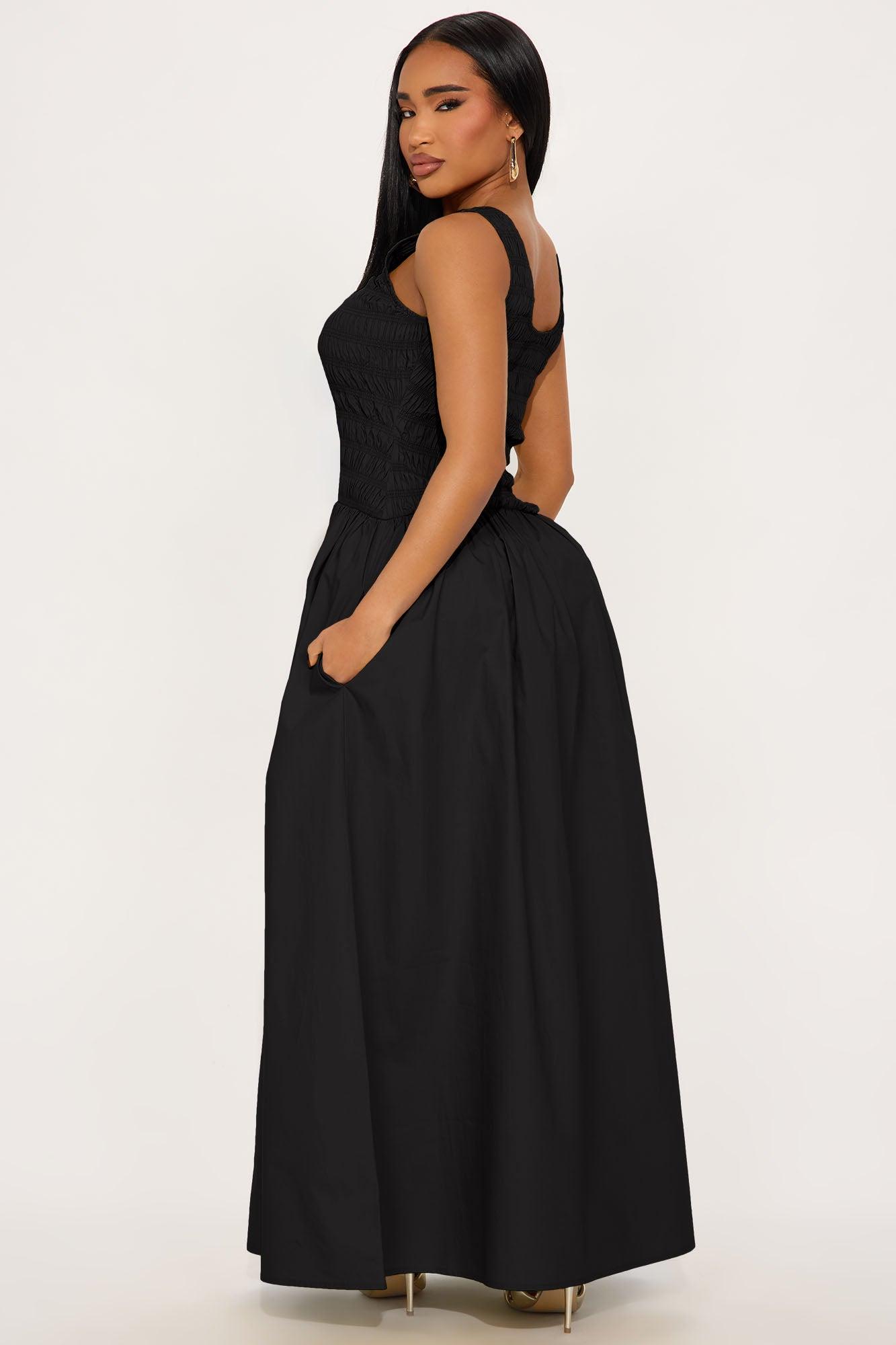 Hallie Poplin Maxi Dress - Black Product Image