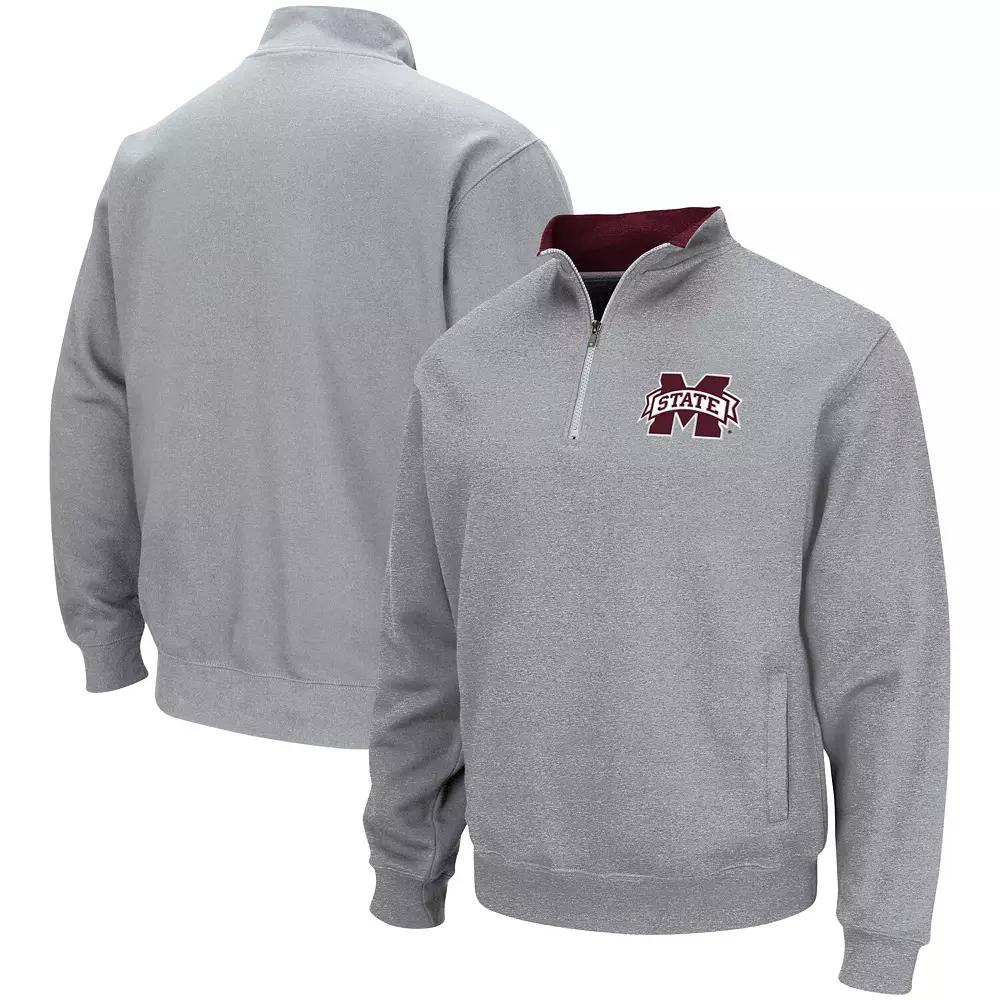 Men's Colosseum Heathered Gray Mississippi State Bulldogs Tortugas Team Logo Quarter-Zip Jacket,  Product Image