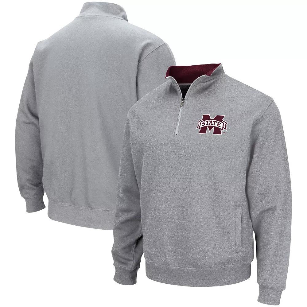 Men's Colosseum Heathered Gray Mississippi State Bulldogs Tortugas Team Logo Quarter-Zip Jacket,  Product Image