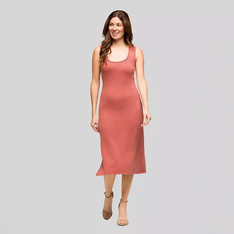 Women's 24Seven Comfort Apparel Fitted Sleeveless Side Slit Midi Dress,  Product Image