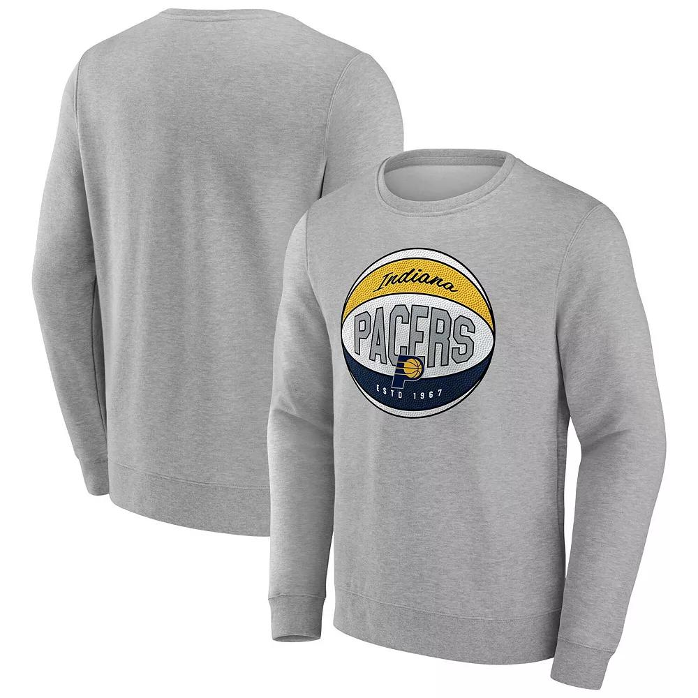 Men's Fanatics Gray Indiana Pacers True Classics Hard Color Fleece Pullover Sweatshirt, Size: 2XL, Grey Product Image