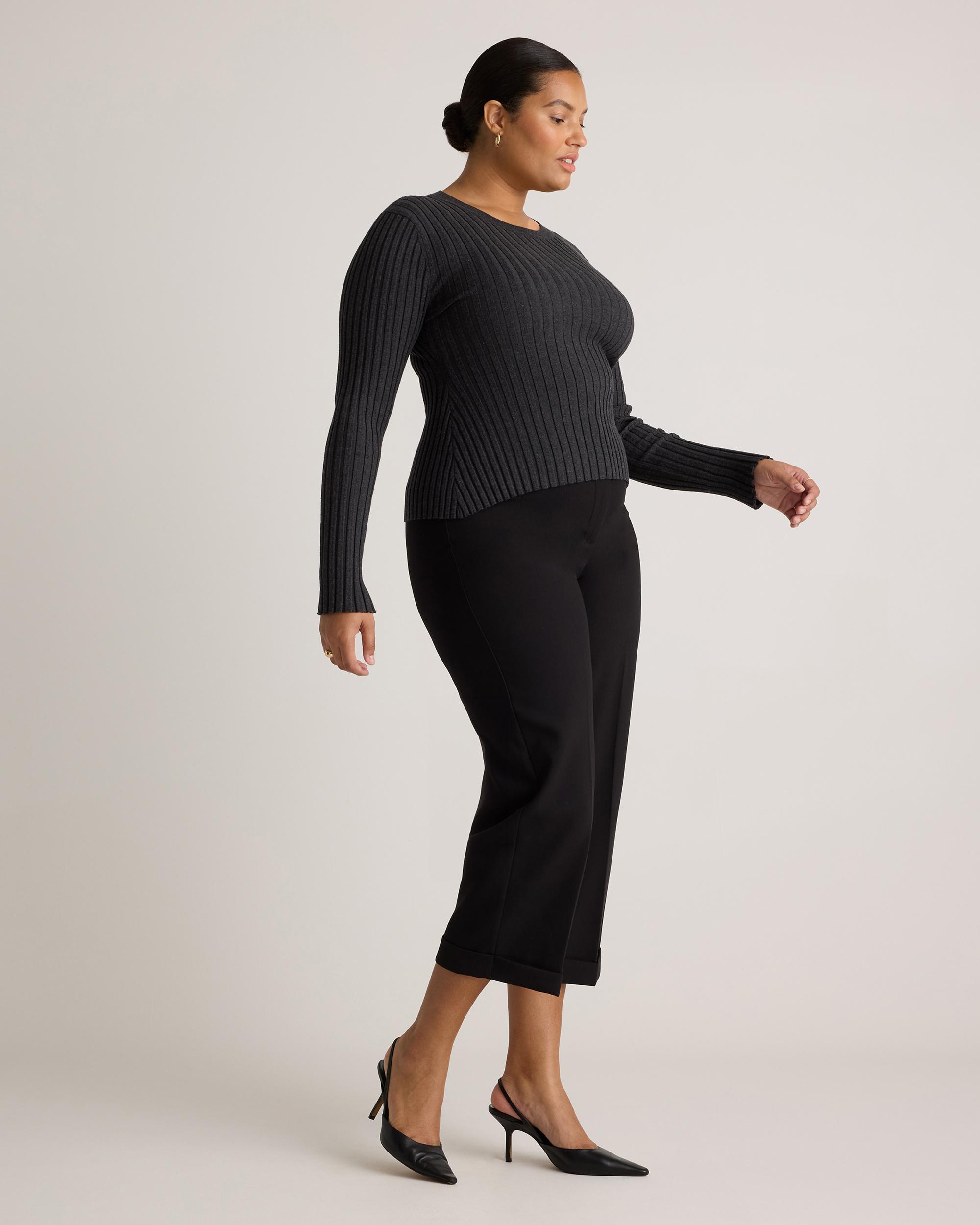 Quince | Women's Cotton Cashmere Ribbed Long Sleeve Sweater Product Image