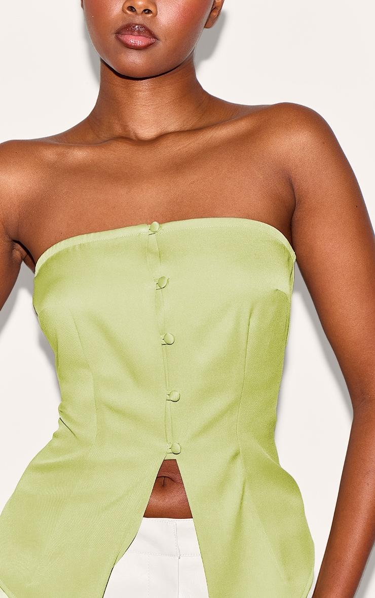 Green Fitted Bandeau Button Vest Product Image