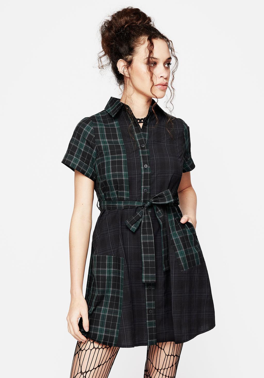 Analogue Check Cotton Mini Shirt Dress Product Image