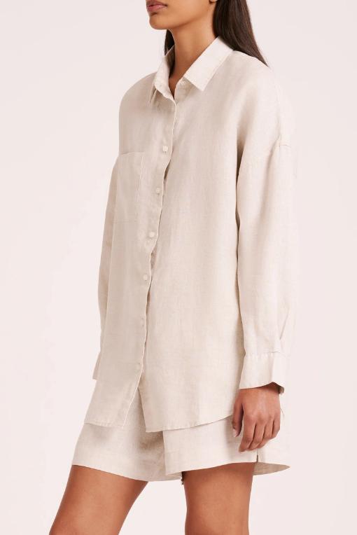 Nude Lucy | Lounge Heritage Linen Shirt | Natural Product Image
