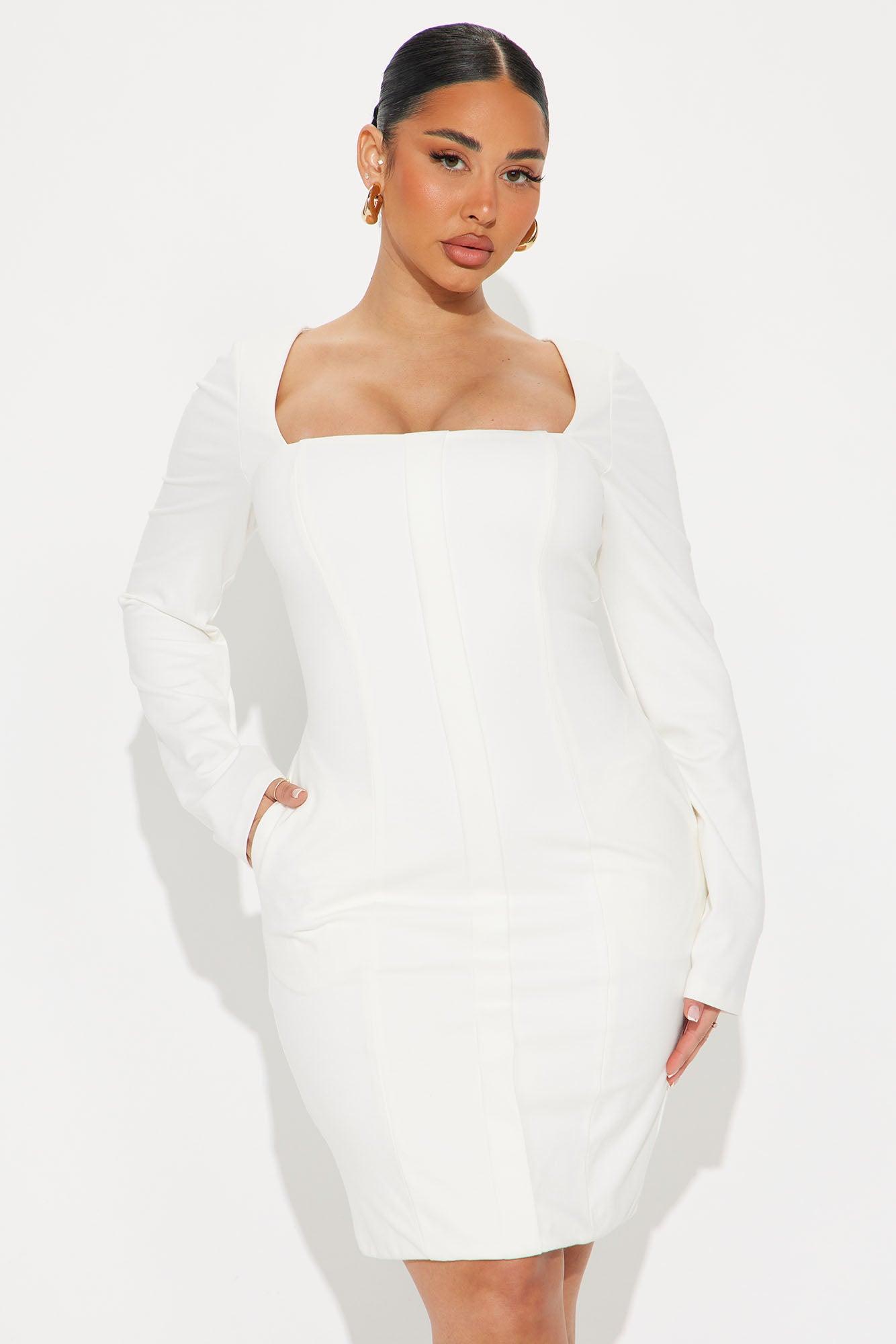 The Martha Ponte Midi Dress - Off White Product Image