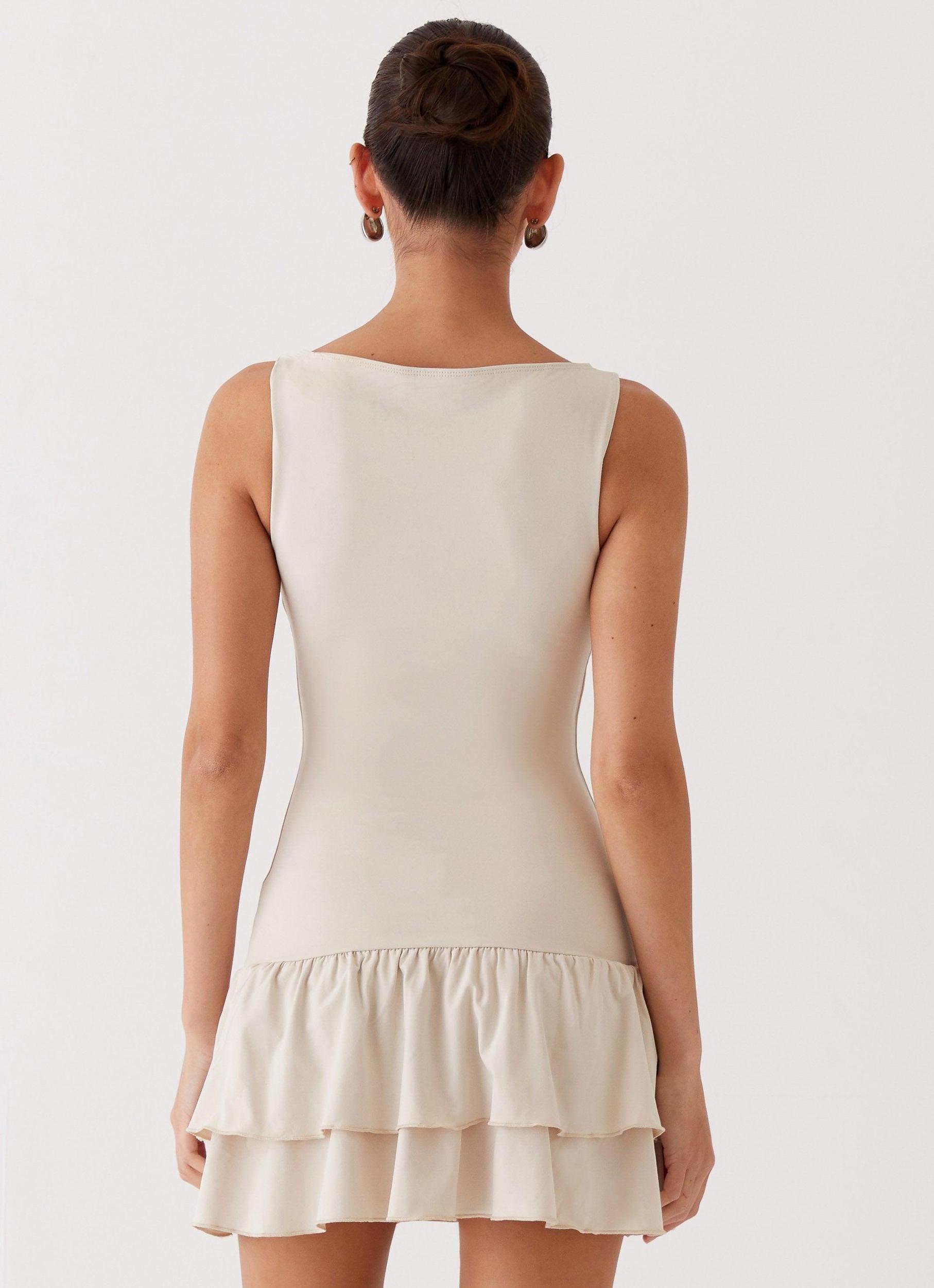 Rhiannon Frill Mini Dress - Ivory Product Image