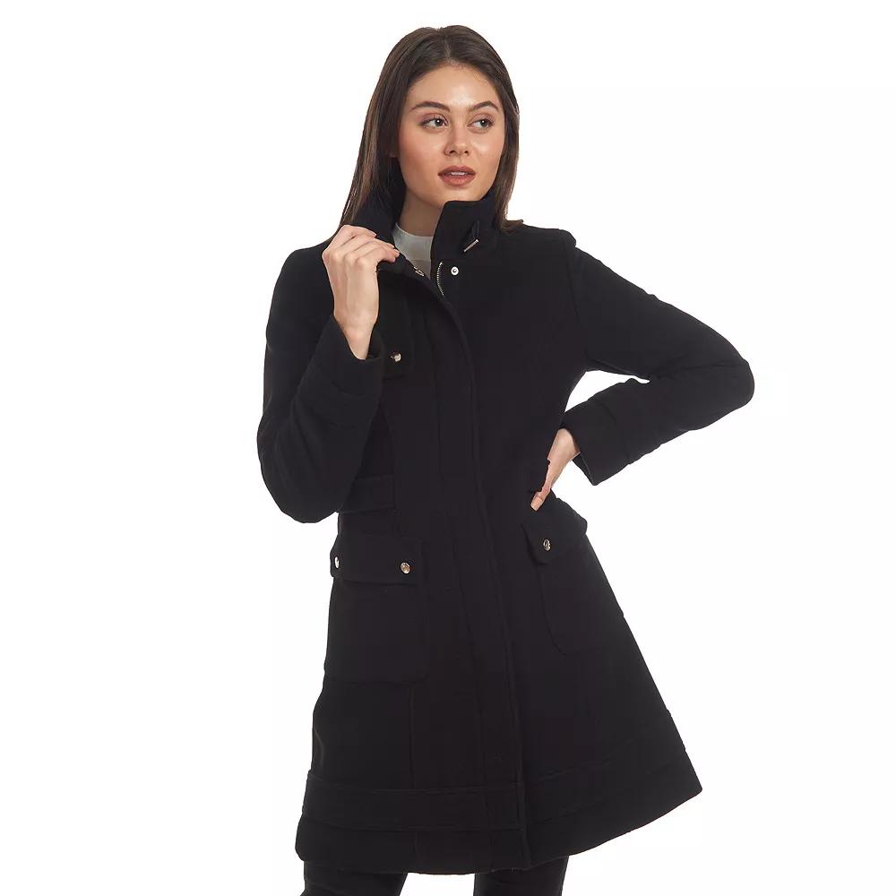 Women's Fleet Street Cashmere & Wool Blend Coat, Size: 16, Black Product Image
