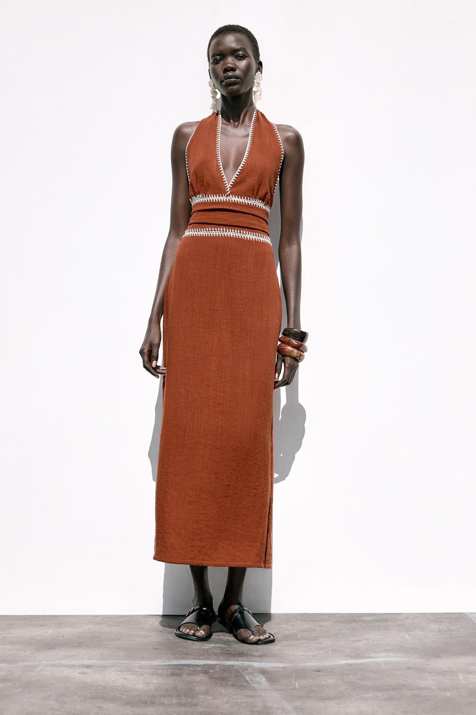 EMBROIDERED MIDI DRESS Product Image