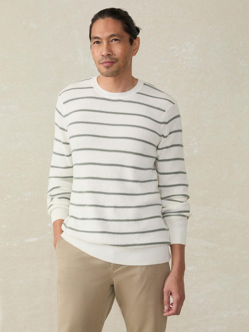 Sunwashed Crewneck Sweater - White Sage Stripe Product Image