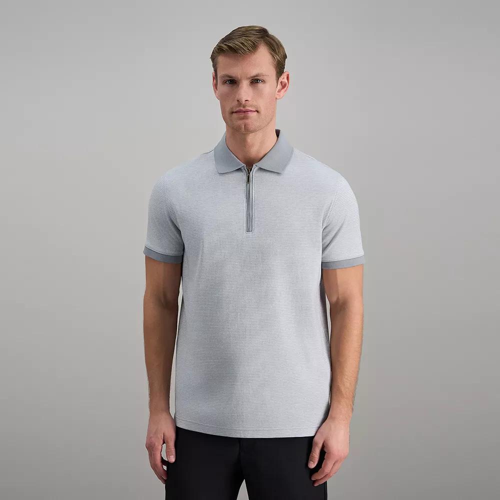 Men's Haggar® Short Sleeve Rib Knit Quarter Zip Polo,  Product Image