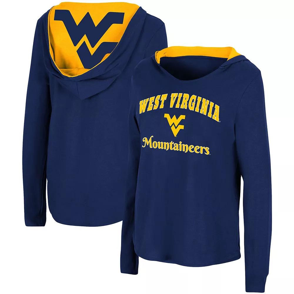 Womens Colosseum West Virginia Mountaineers Catalina Hoodie Long Sleeve T-Shirt Blue Product Image