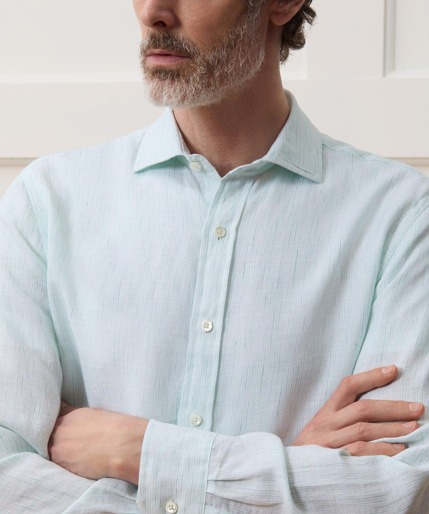 Italian Linen Spread Collar Dress Shirt Product Image