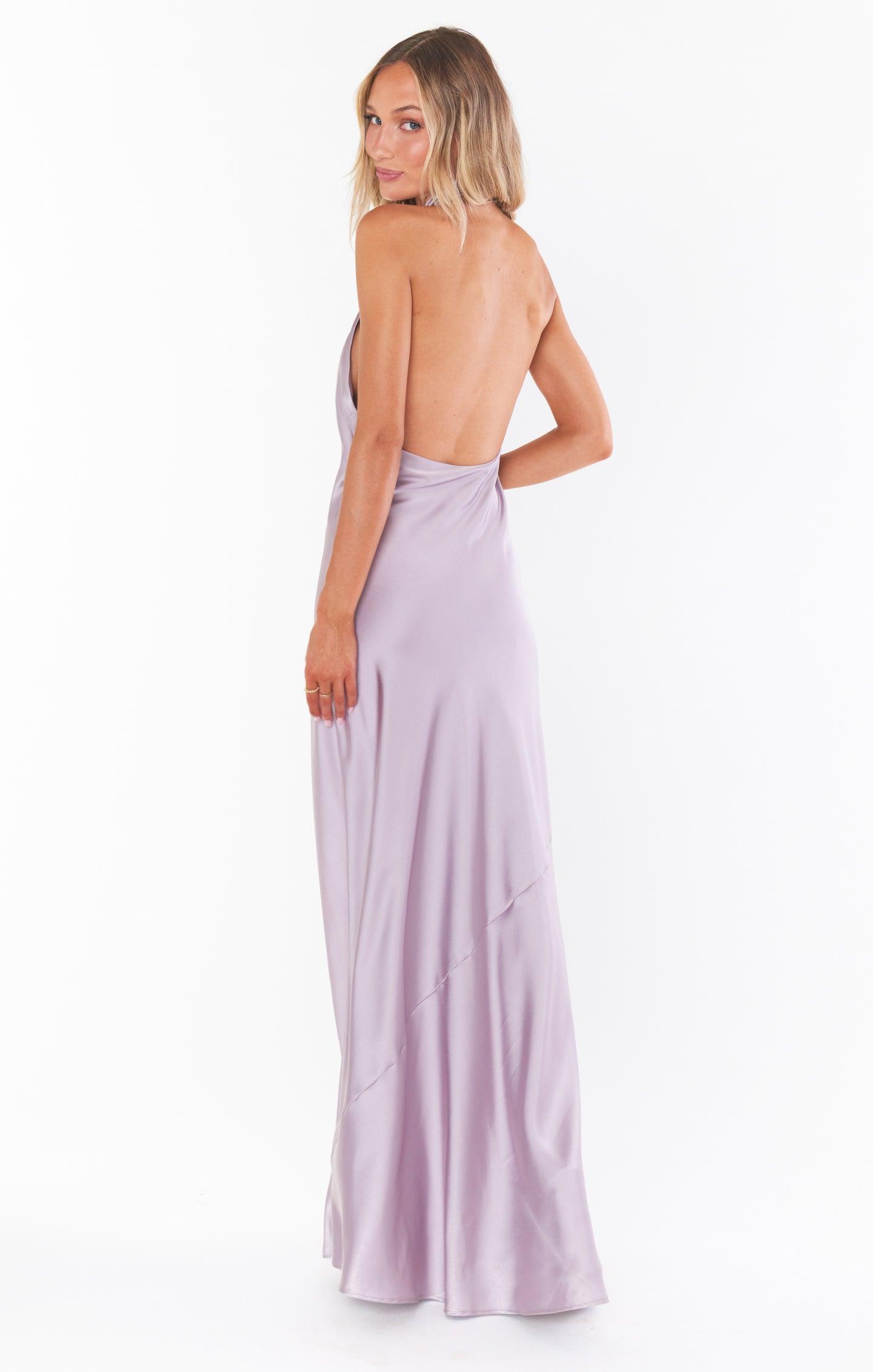 Jasmine Halter Maxi Dress ~ Dusty Purple Luxe Satin Product Image