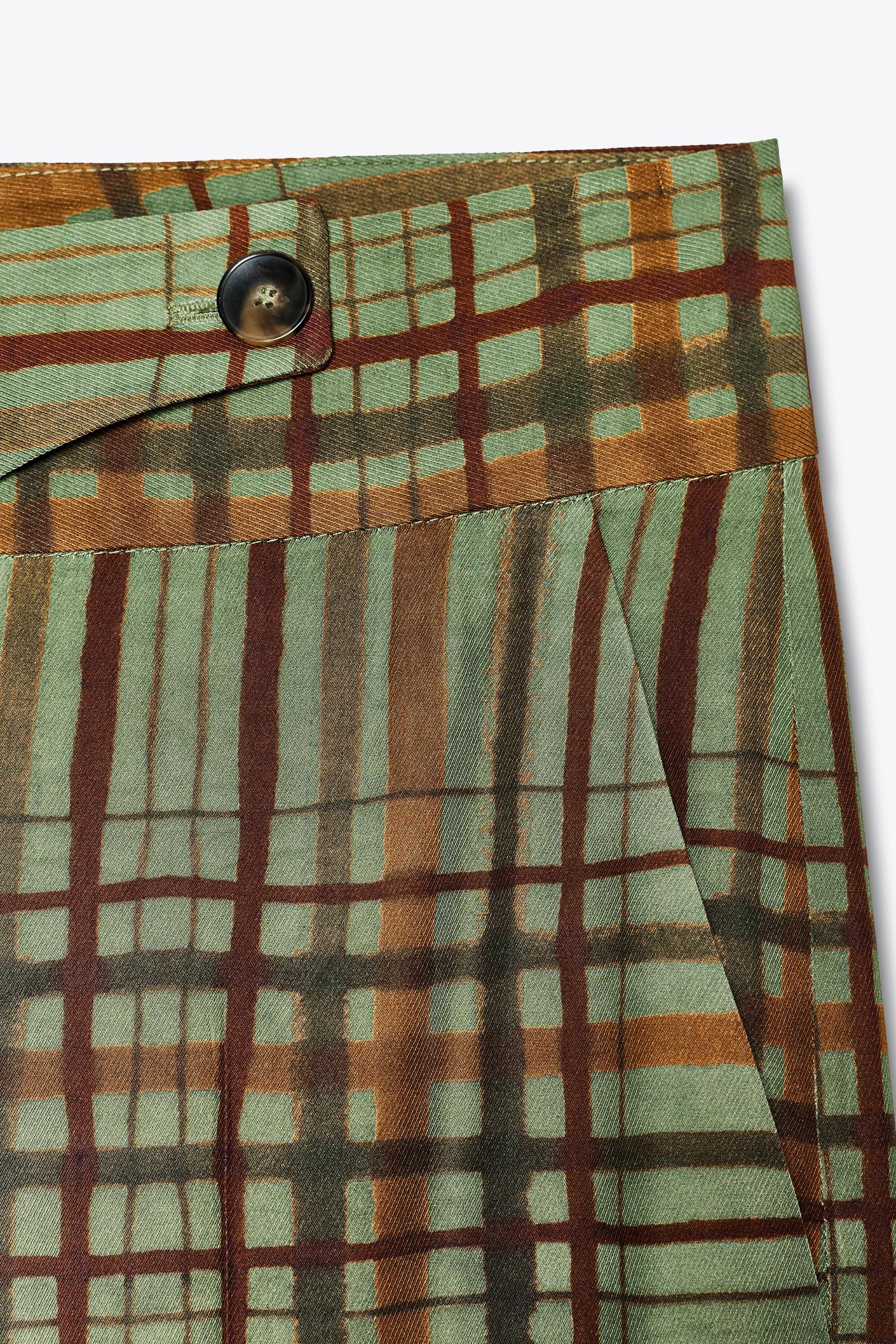 ZW COLLECTION CROP FLARE PLAID PANTS Product Image