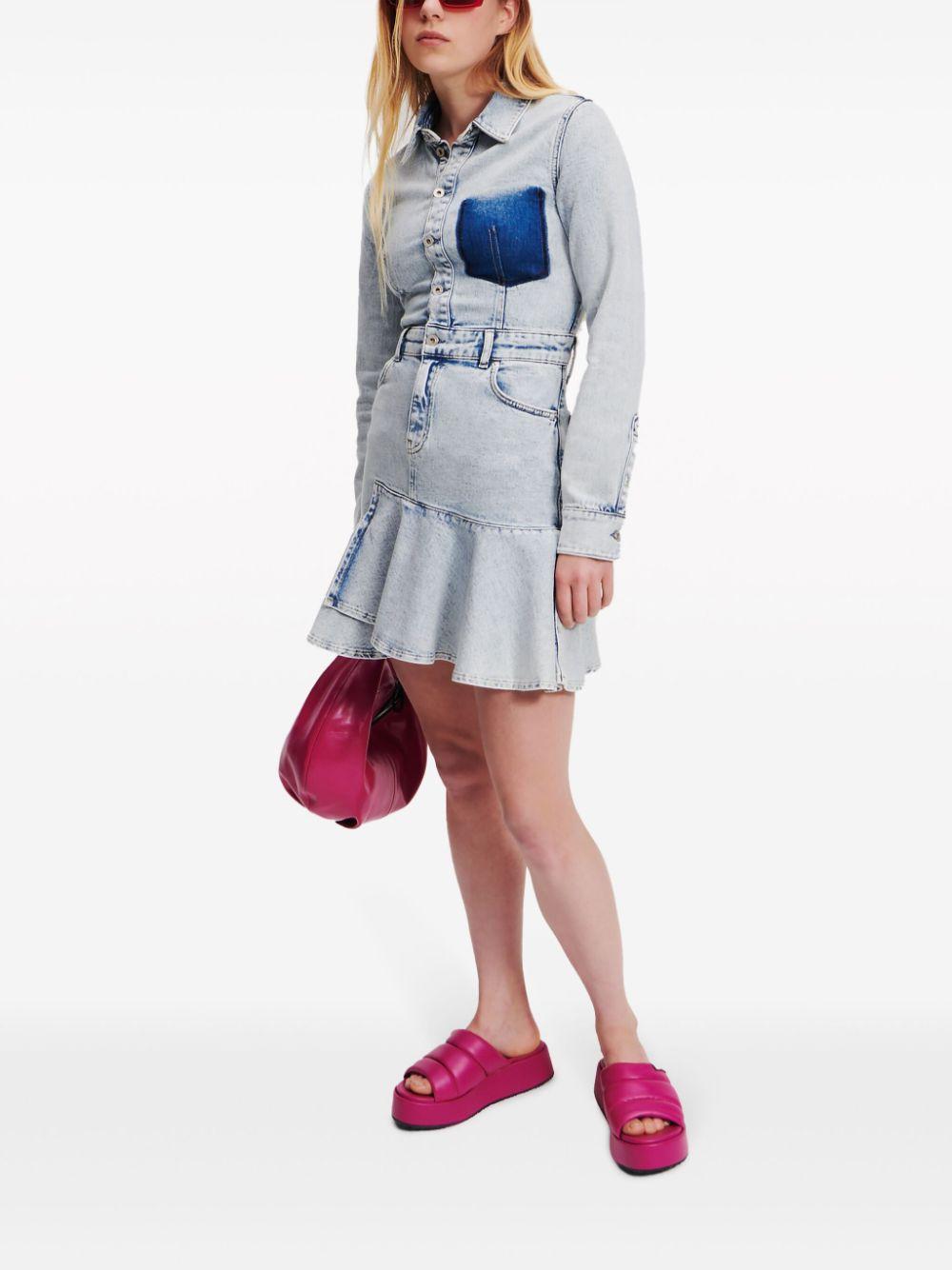 ruffle-hem denim minidress Product Image