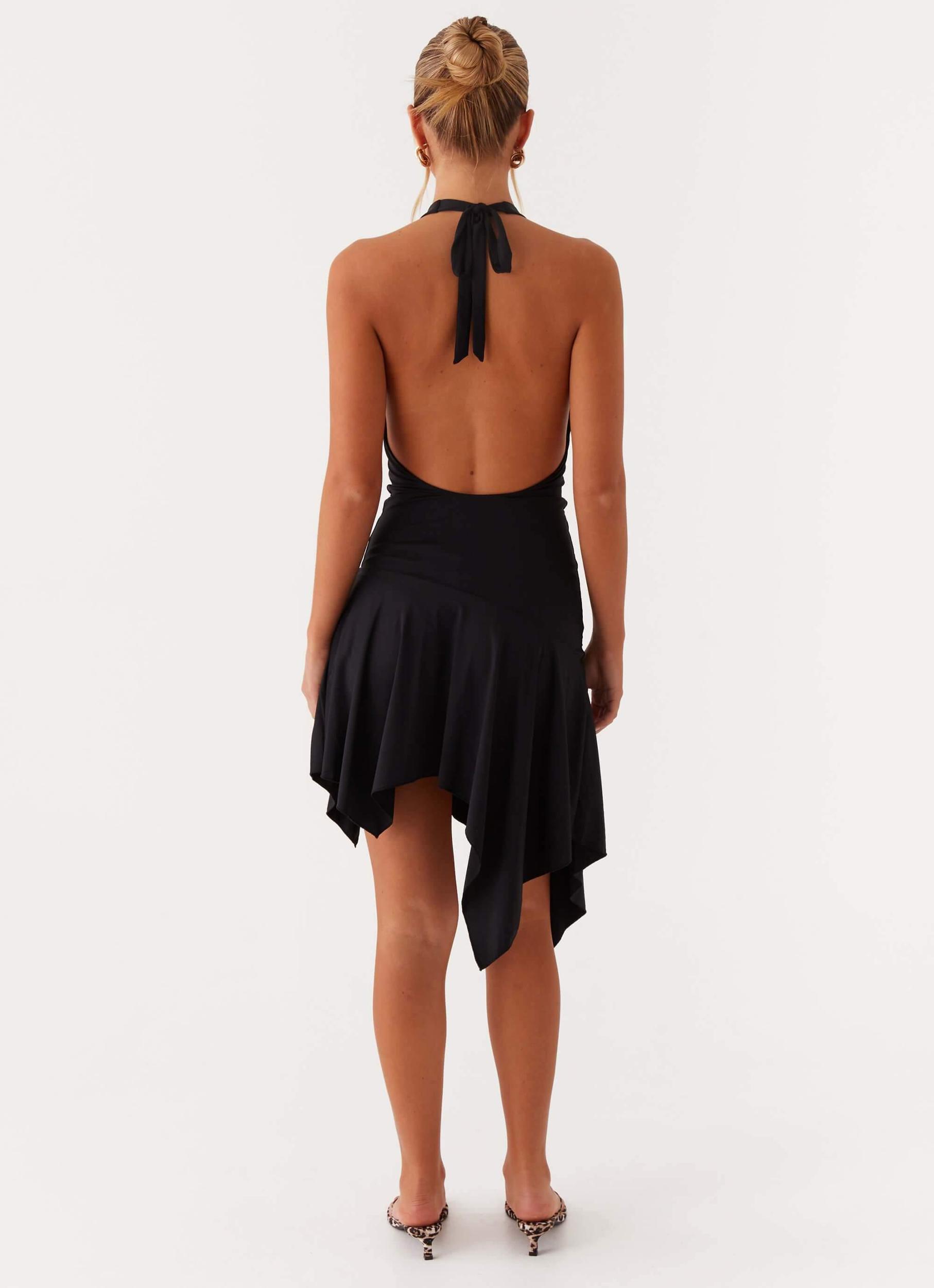 Lilyana Low Back Halter Midi Dress - Black Product Image