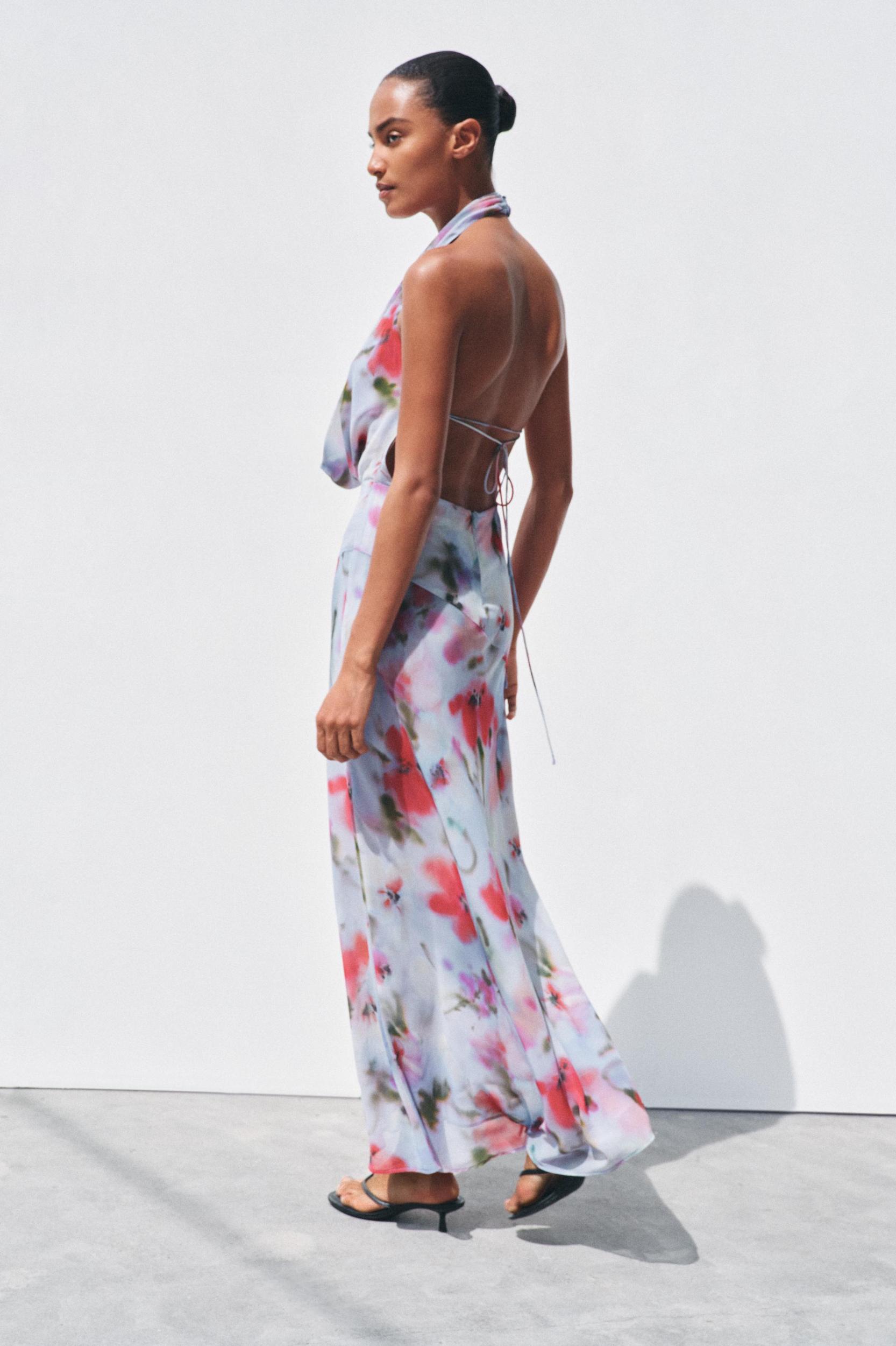 PRINTED MIDI HALTER DRESS Product Image