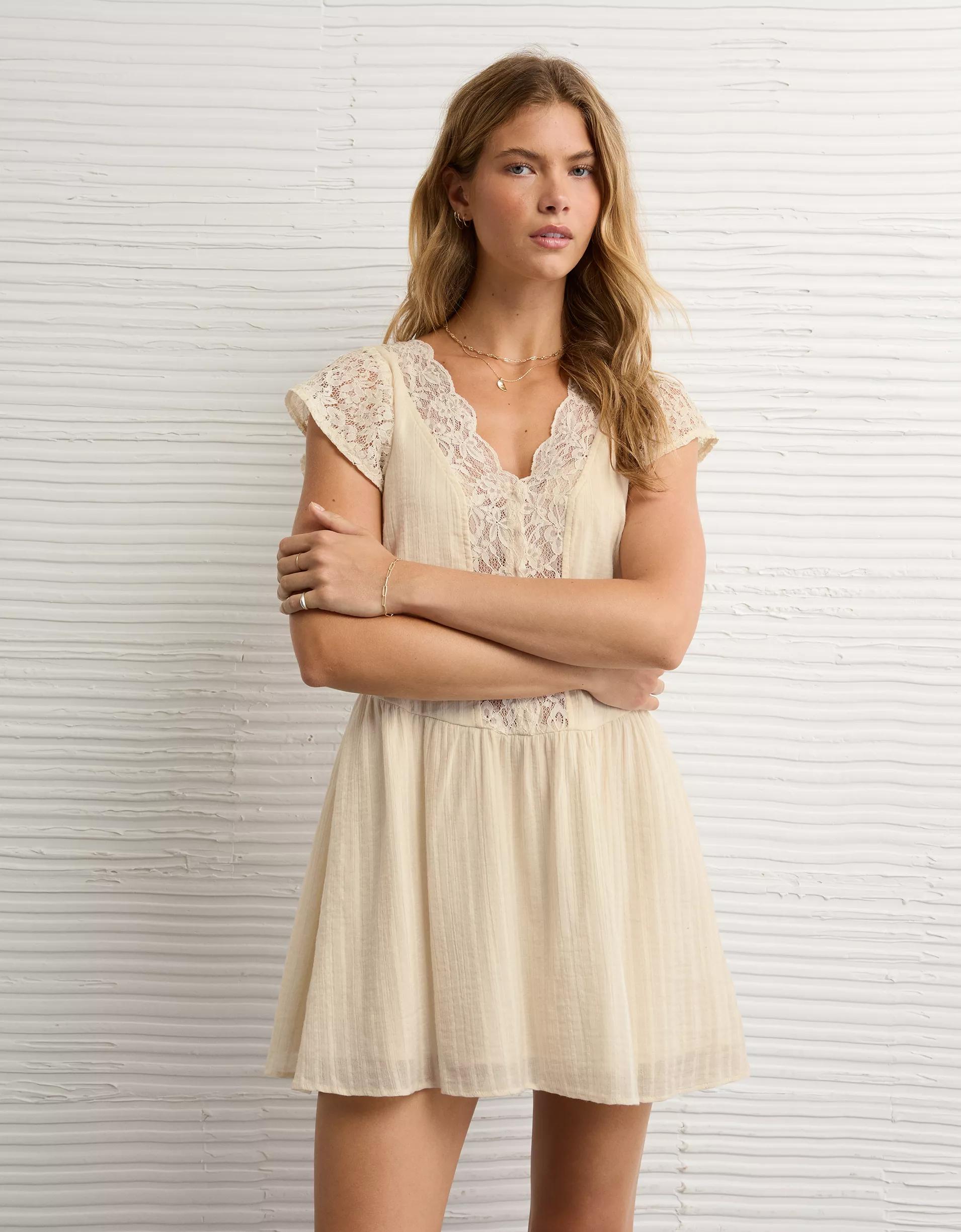 AE Short Sleeve V-Neck Mini Dress Product Image