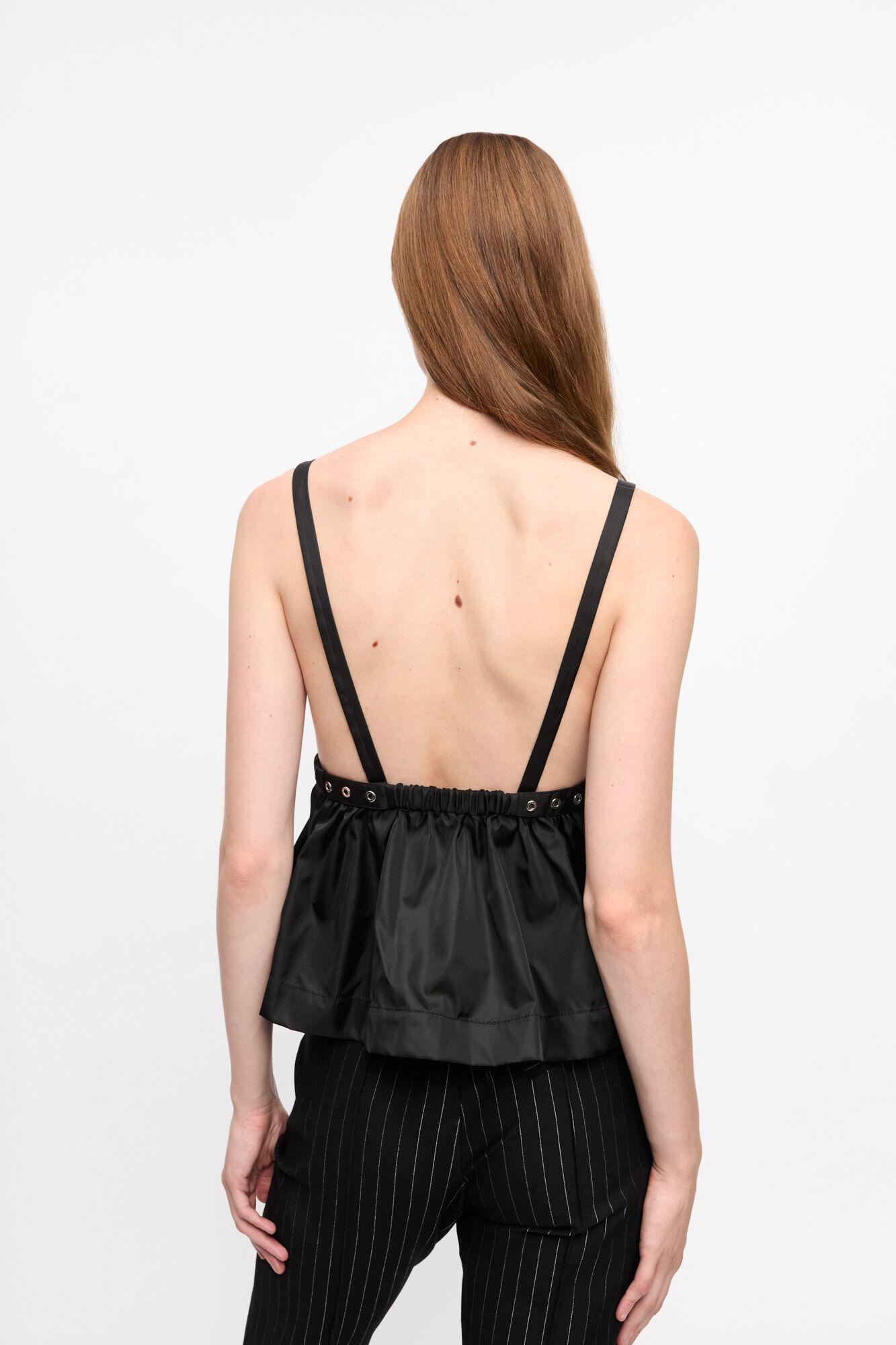 Black Duchesse Nylon Strap Top Product Image