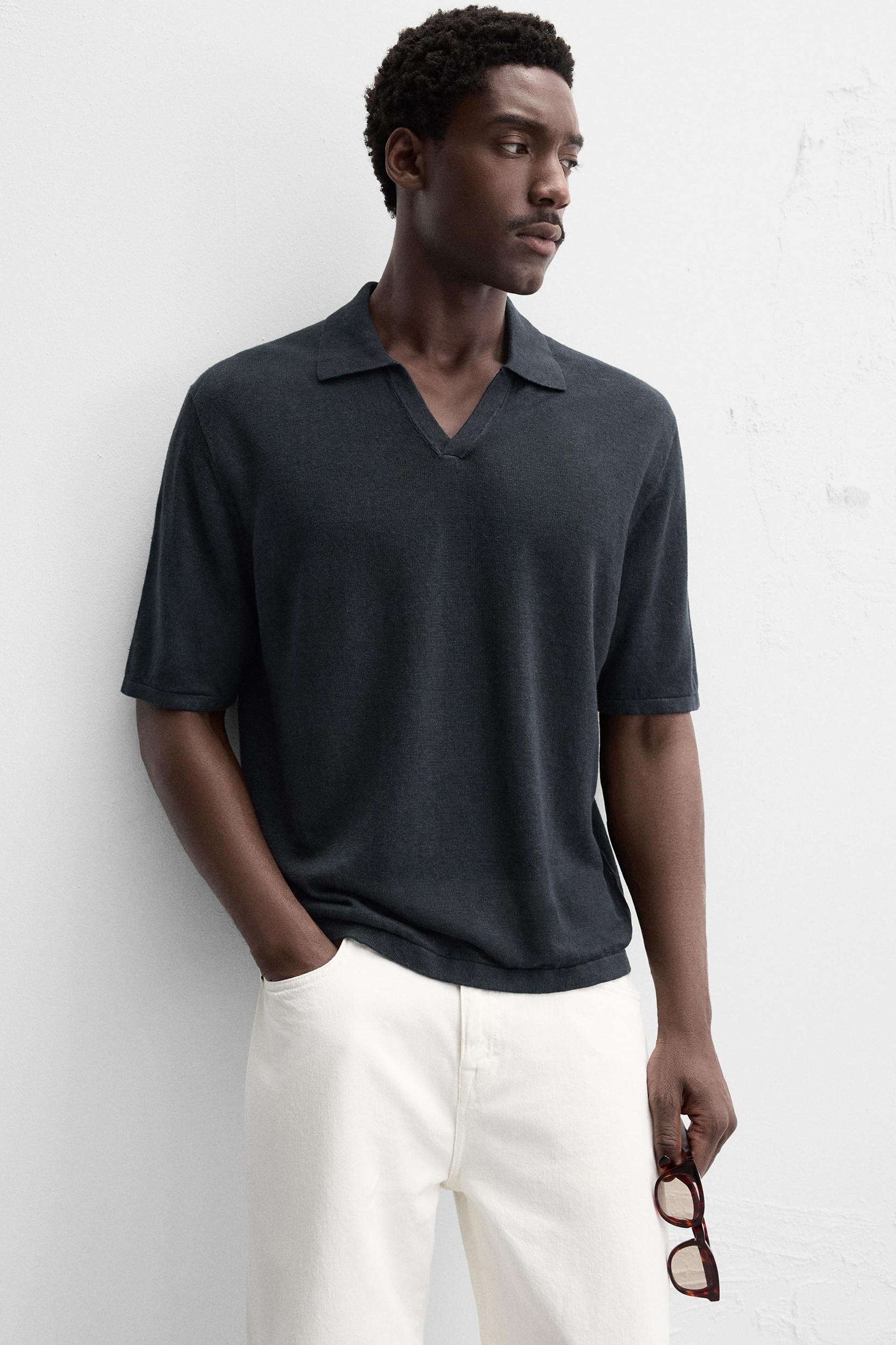 100% HEMP KNIT POLO SHIRT Product Image