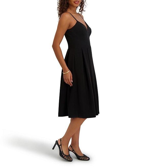 SIENA Spaghetti Strap V-Neck Pleated Midi Dress Product Image