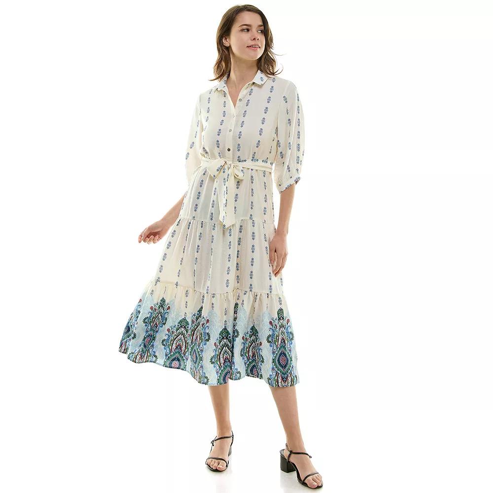 Women's Figueroa & Flower Button Front Belted Maxi Dress,  Product Image