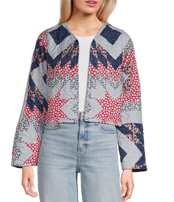 Ida Mae Home Adeline Patchwork Print Round Neck Long Sleeve Quilted Jacket Product Image