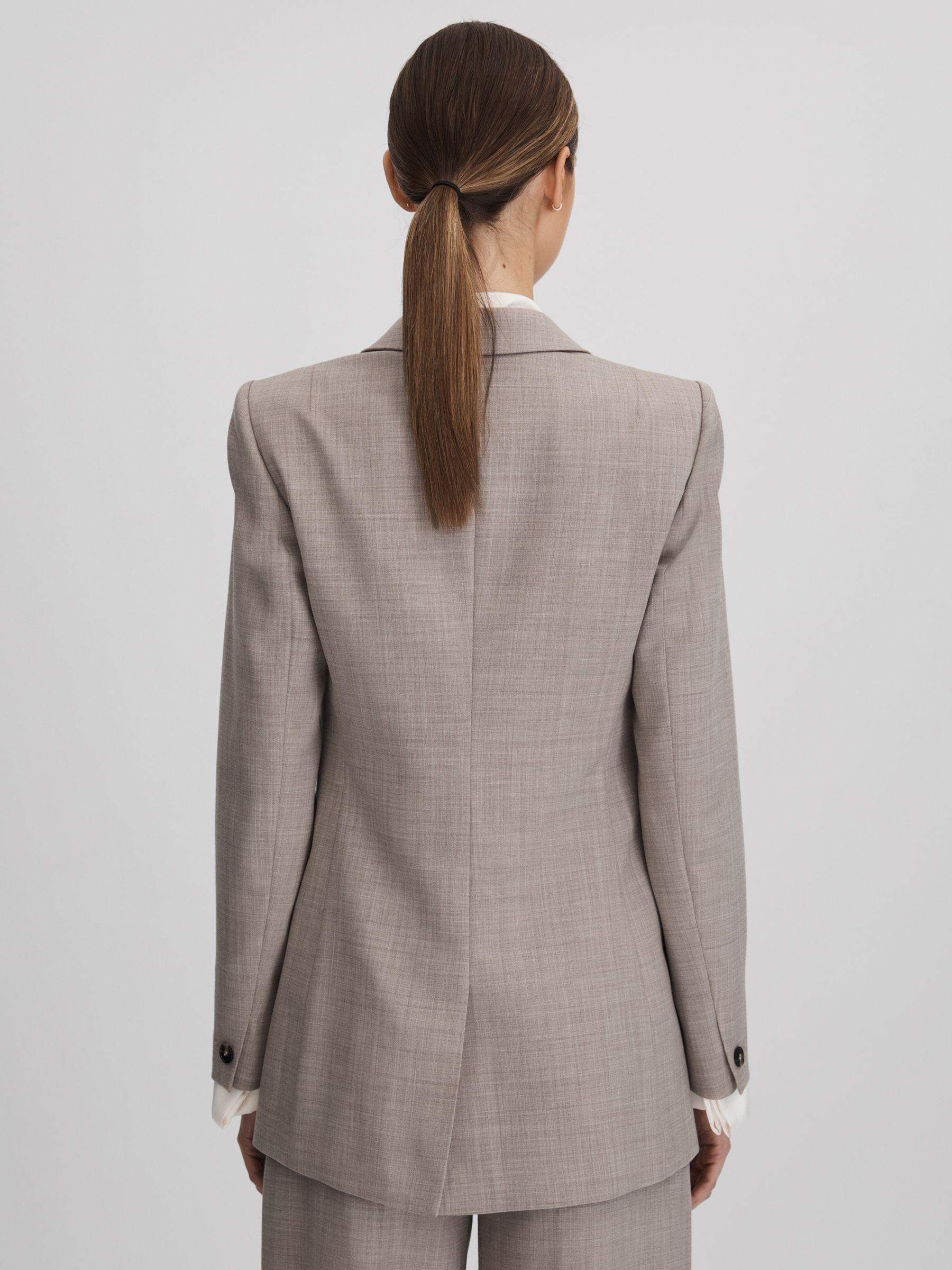 Tailored Wool Blend Double Breasted Suit Blazer in Oatmeal Product Image