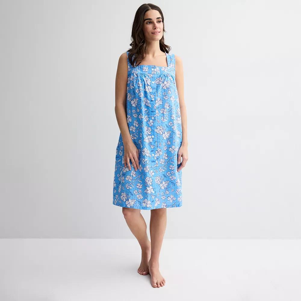 Women's Croft & Barrow® Woven Nightgown, Size: XXL, Dogwood Floral Blue Product Image