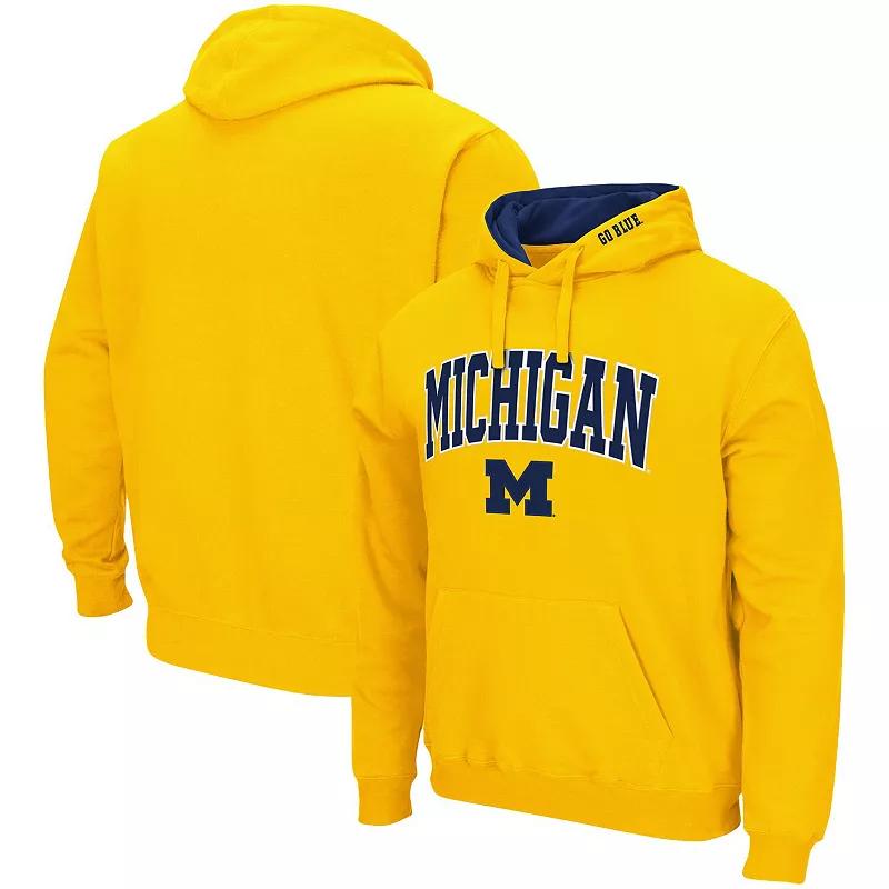 Men's Colosseum Maize Michigan Wolverines Arch & Logo 3.0 Pullover Hoodie,  Product Image