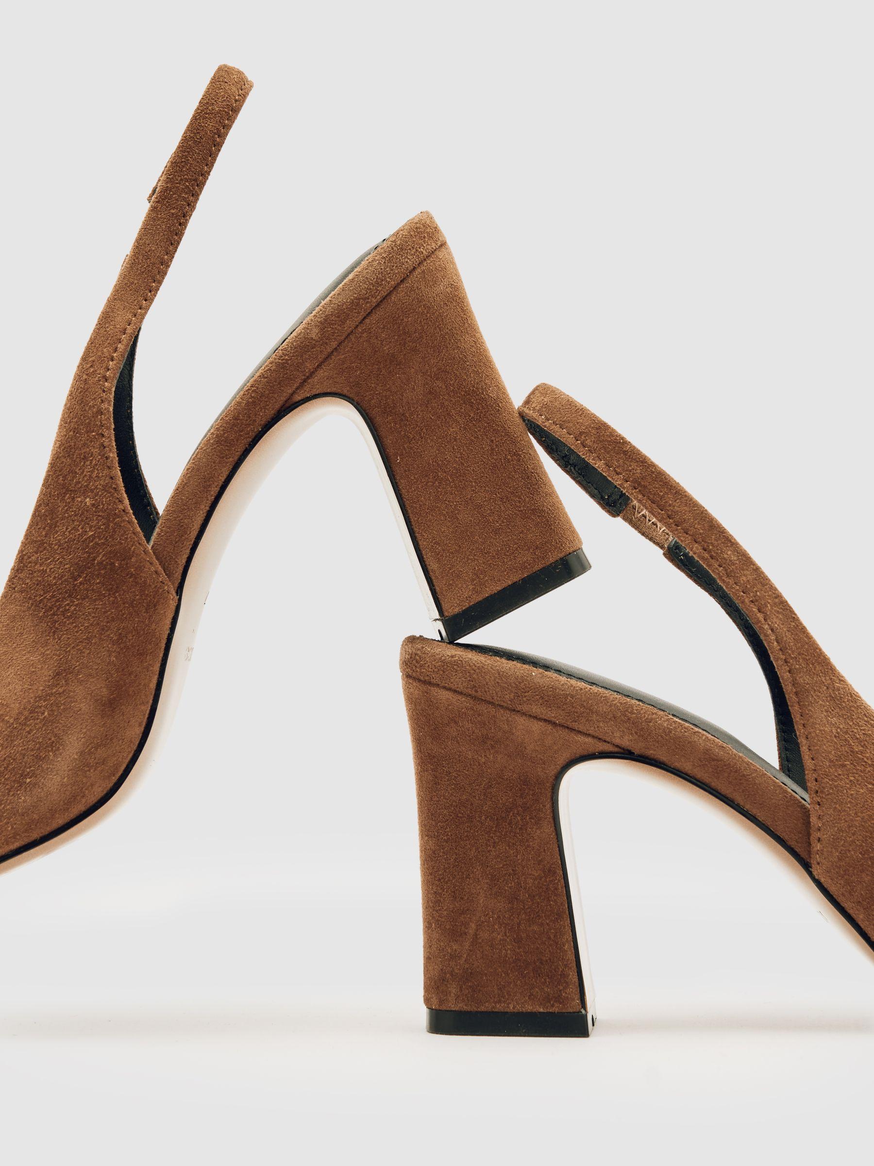 Suede Slingback Court Shoes in Tan Product Image