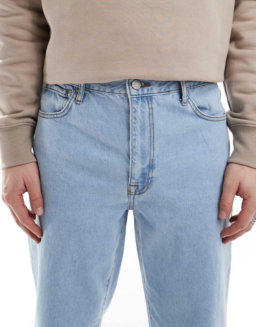 ASOS DESIGN straight leg jeans in light wash blue Product Image
