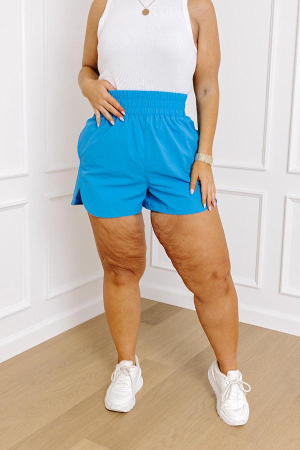 Extra Cardio High Waist Windbreaker Shorts In Ocean Blue Curves Product Image