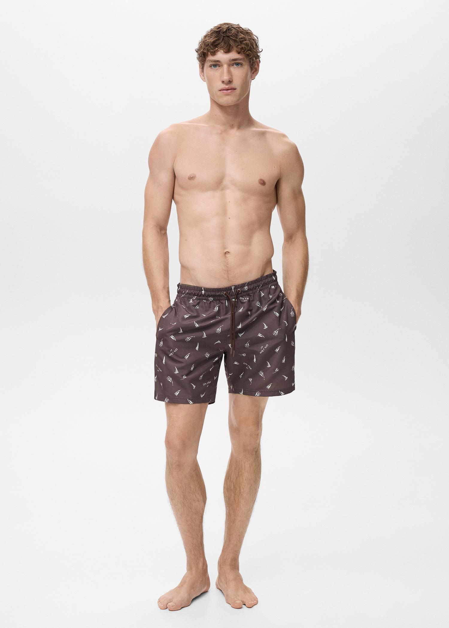 Swimsuit with sailboat print - Men | MANGO USA Product Image