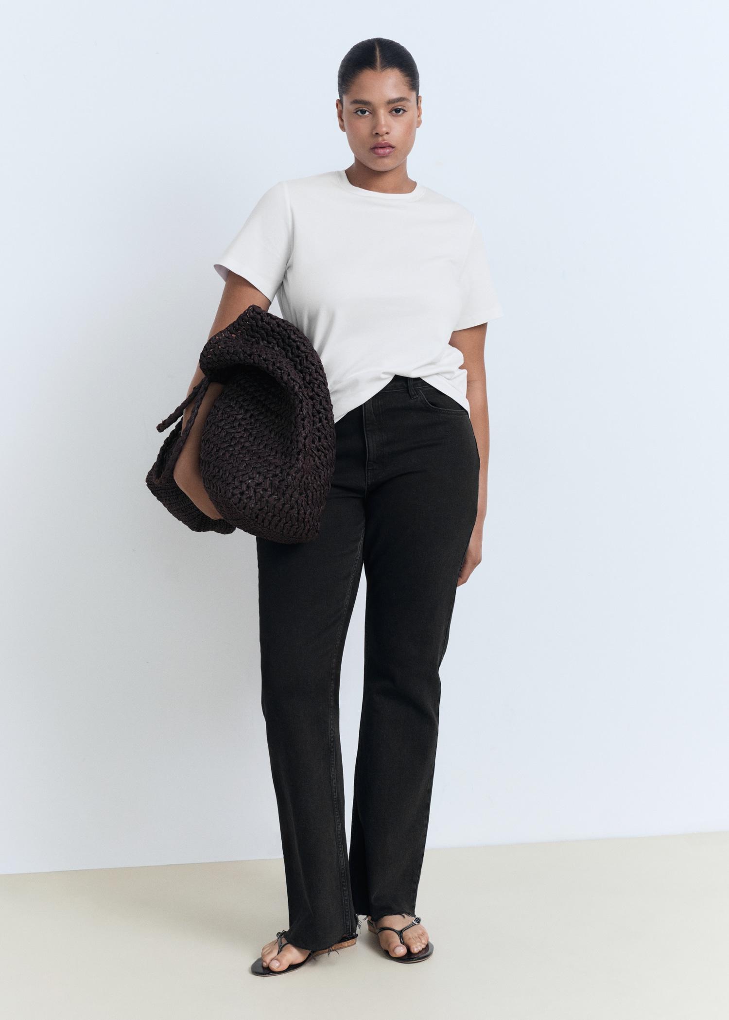 Cotton short-sleeved t-shirt - Women | MANGO USA Product Image